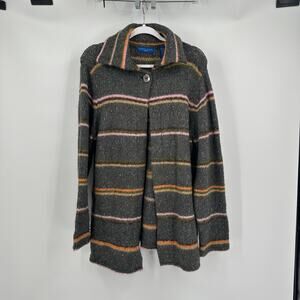Karen Scott Womens Mohair Blend Cardigan Size M Soft Cozy Neutral Striped